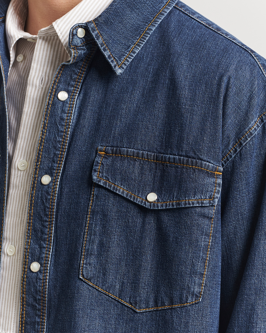 Herre | Skjorter | Jeanerica | Arno Denim Shirt Dark Blue Vintage