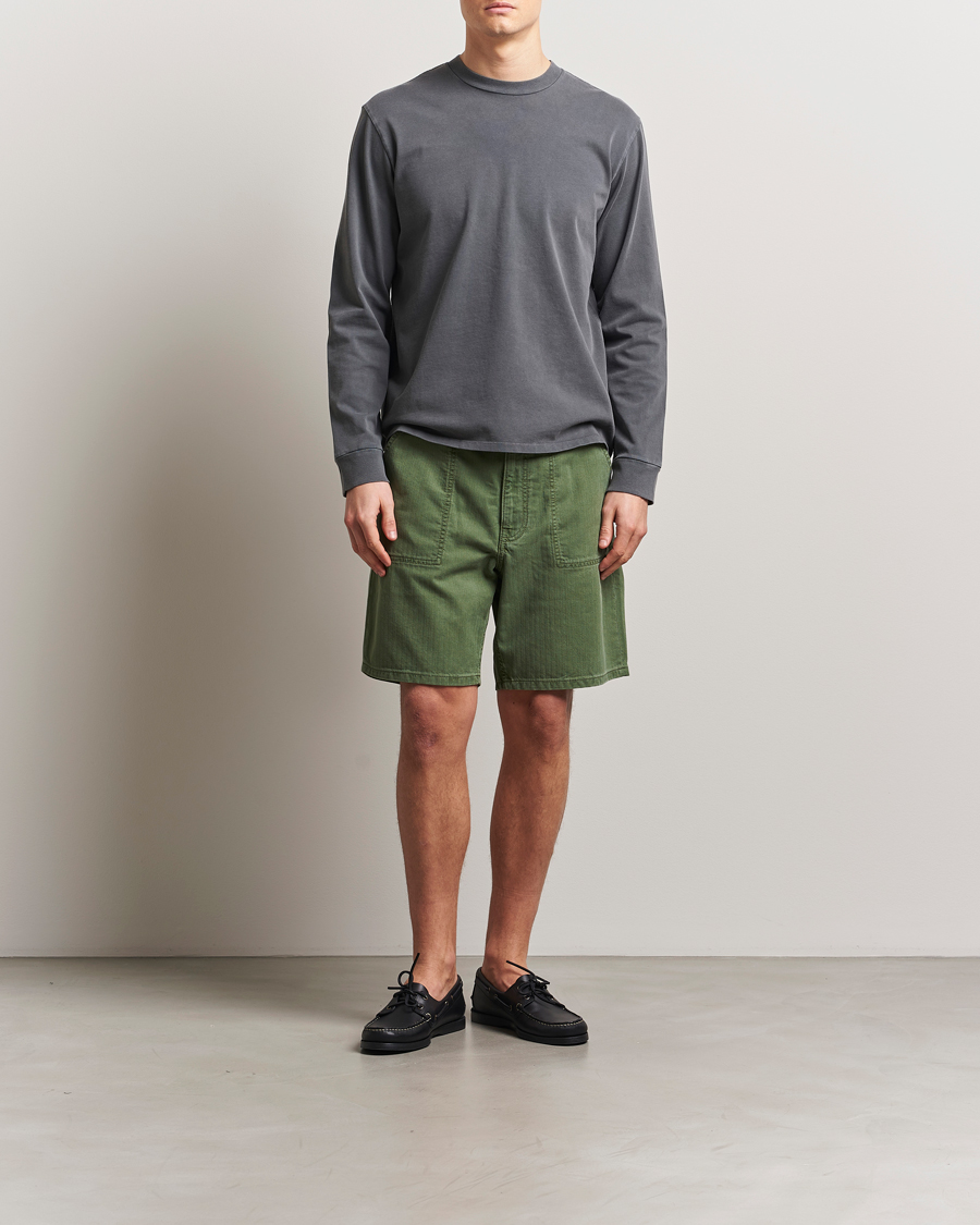 Herre | Shorts | Jeanerica | GM011 Genua Worker Chino Shorts Chevron Green