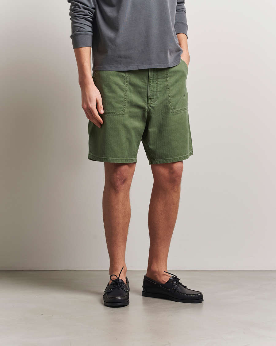 Herre | Shorts | Jeanerica | GM011 Genua Worker Chino Shorts Chevron Green