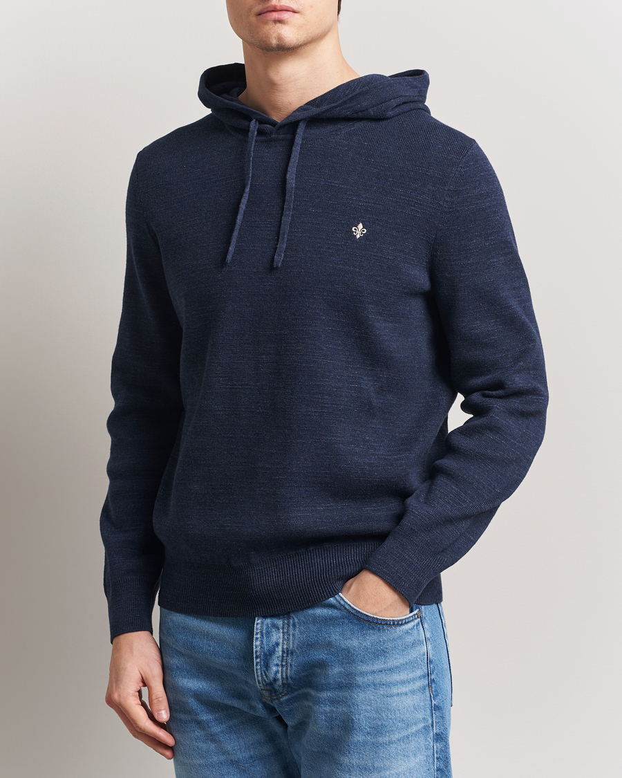 Herre | Gensere | Morris | Ramdall Knitted Cotton Hoodie Navy