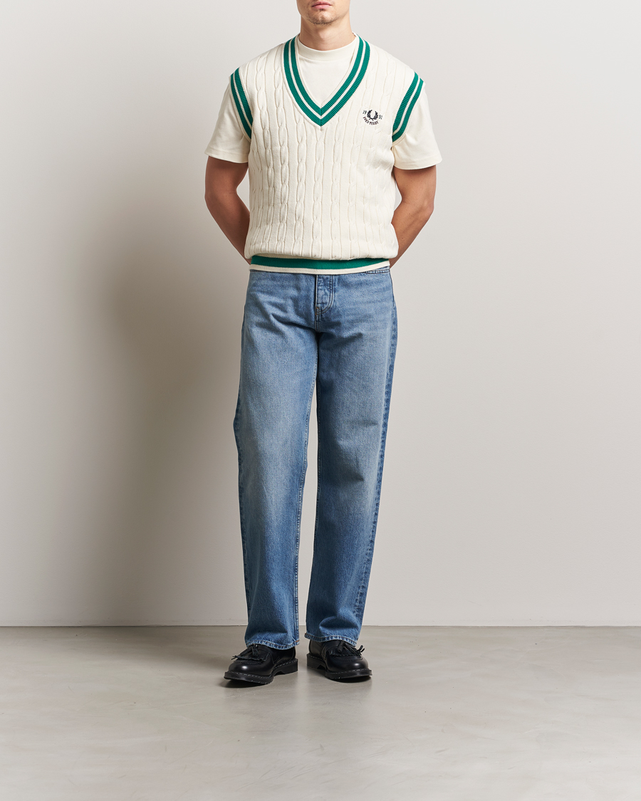Herre | Gensere | Fred Perry | Cable Knitted Tennis Vest Ecru