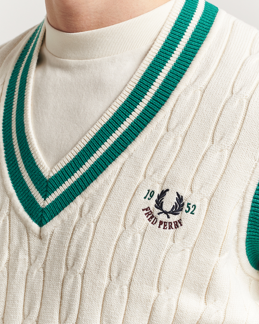 Herre | Gensere | Fred Perry | Cable Knitted Tennis Vest Ecru