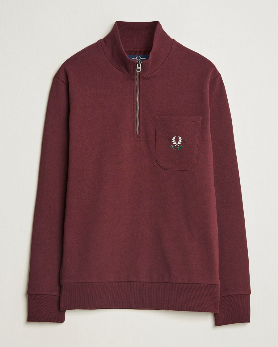 Herre | Gensere | Fred Perry | Embroidered Champion Half Zip Oxblood