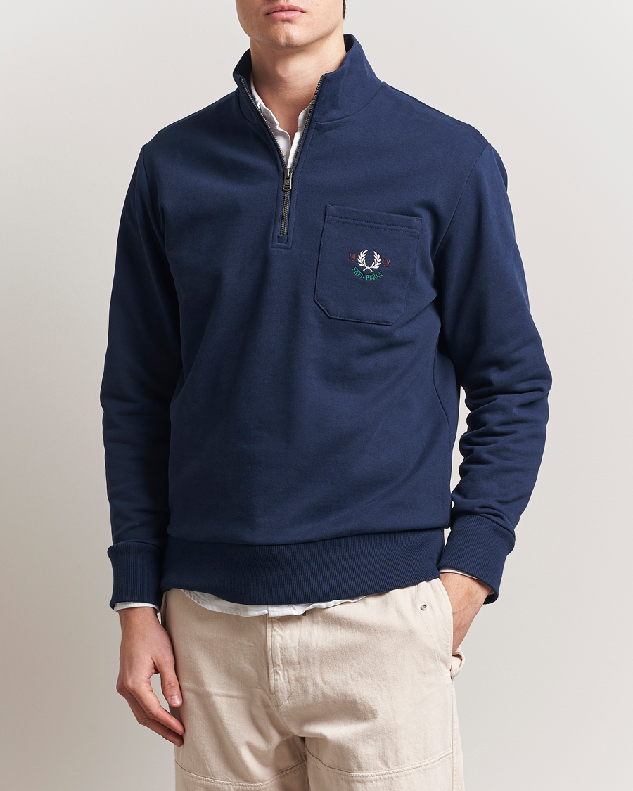 Herre | Gensere | Fred Perry | Embroidered Champion Half Zip Tennis Blue