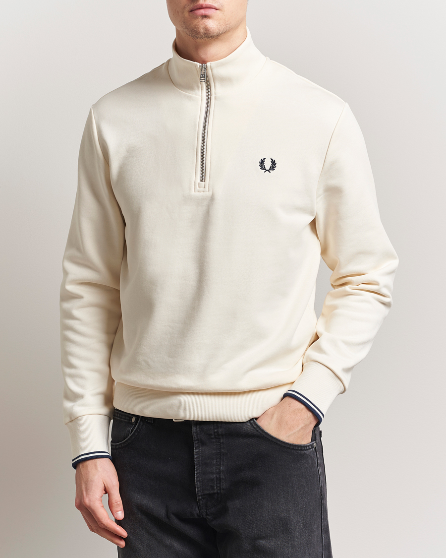 Herre | Gensere | Fred Perry | Half Zip Sweatshirt Ecru