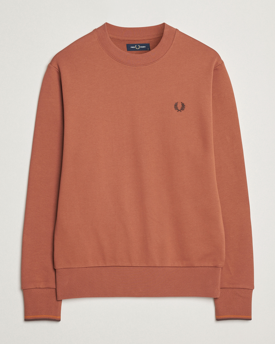 Herre | Gensere | Fred Perry | Crew Neck Sweatshirt Cinnamon Brown