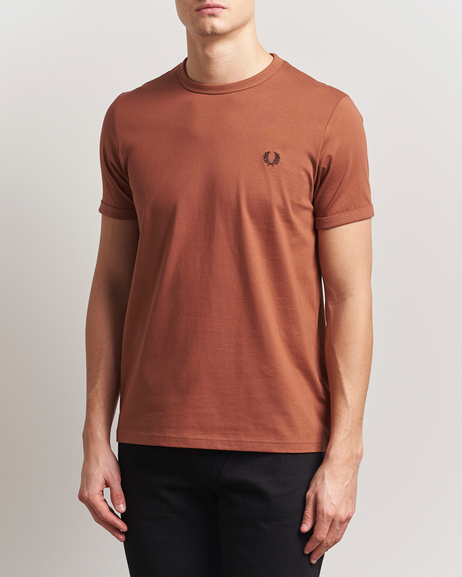 Herre | T-Shirts | Fred Perry | Ringer T-Shirt Cinnamon Brown