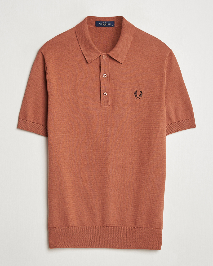 Herre | Pikéer | Fred Perry | Cotton Knitted Polo Cinnamon Brown