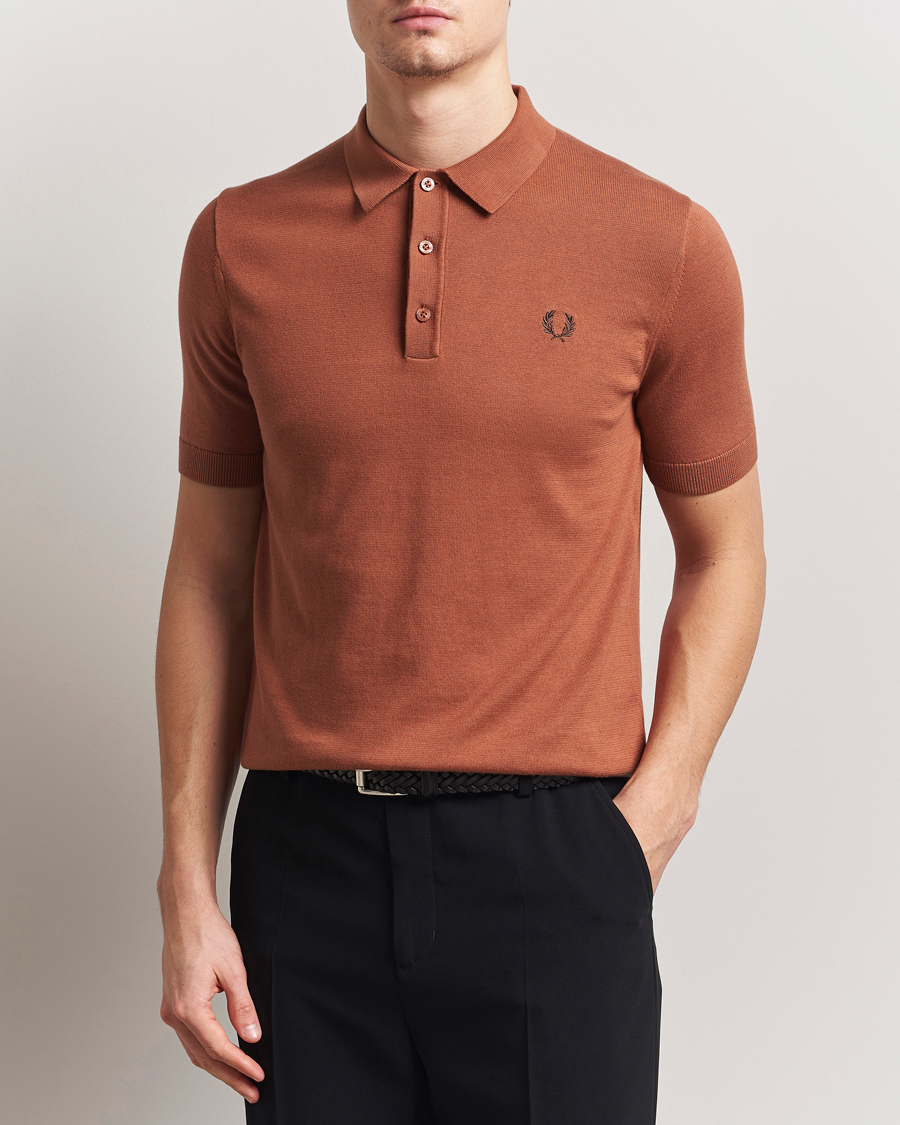 Herre | Pikéer | Fred Perry | Cotton Knitted Polo Cinnamon Brown
