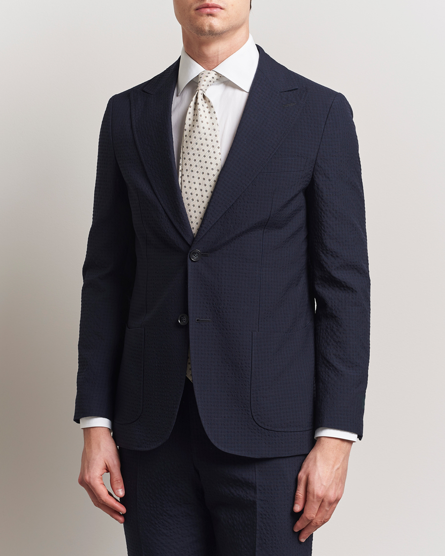 Herre | Dressjakker | Morris Heritage | Seersucker Suit Blazer Navy