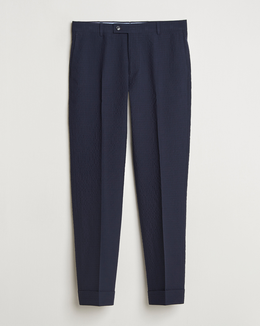 Herre | Bukser | Morris Heritage | Seersucker Suit Trousers Navy