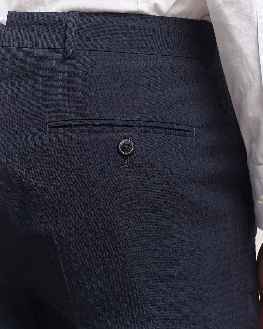 Herre | Bukser | Morris Heritage | Seersucker Suit Trousers Navy