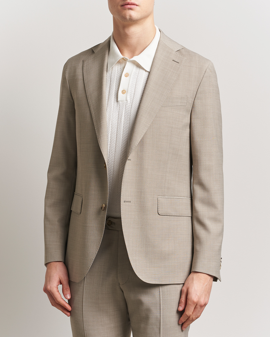 Herre | Dressjakker | Oscar Jacobson | Fogerty Wool Stretch Suit Blazer Beige