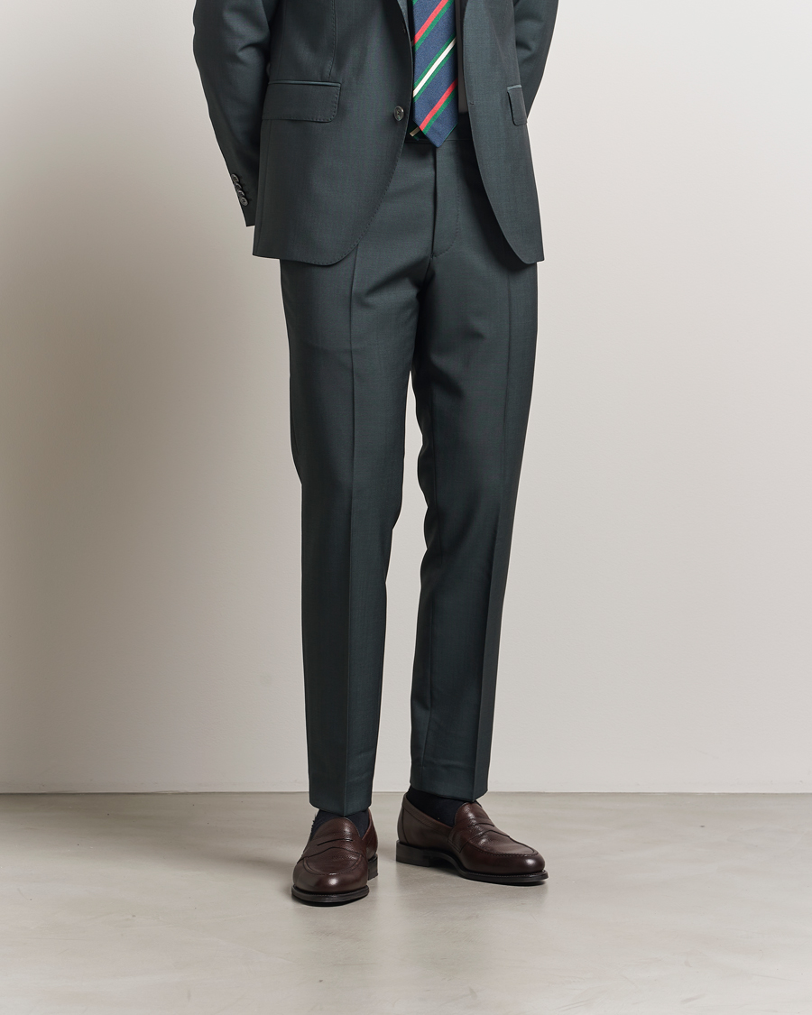 Herre | Bukser | Oscar Jacobson | Dandy Wool/Mohair Suit Trousers Green