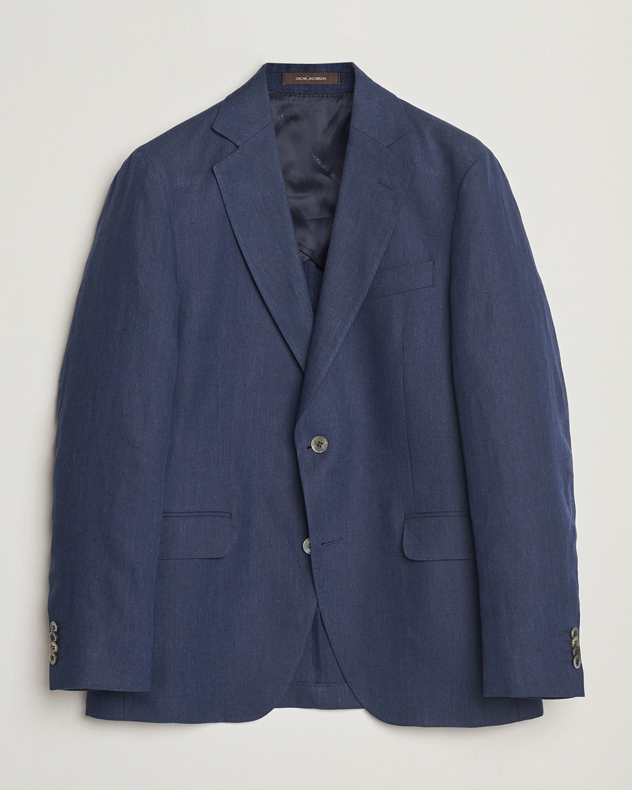 Herre | Dressjakker | Oscar Jacobson | Ferry Soft Linen Blazer Navy