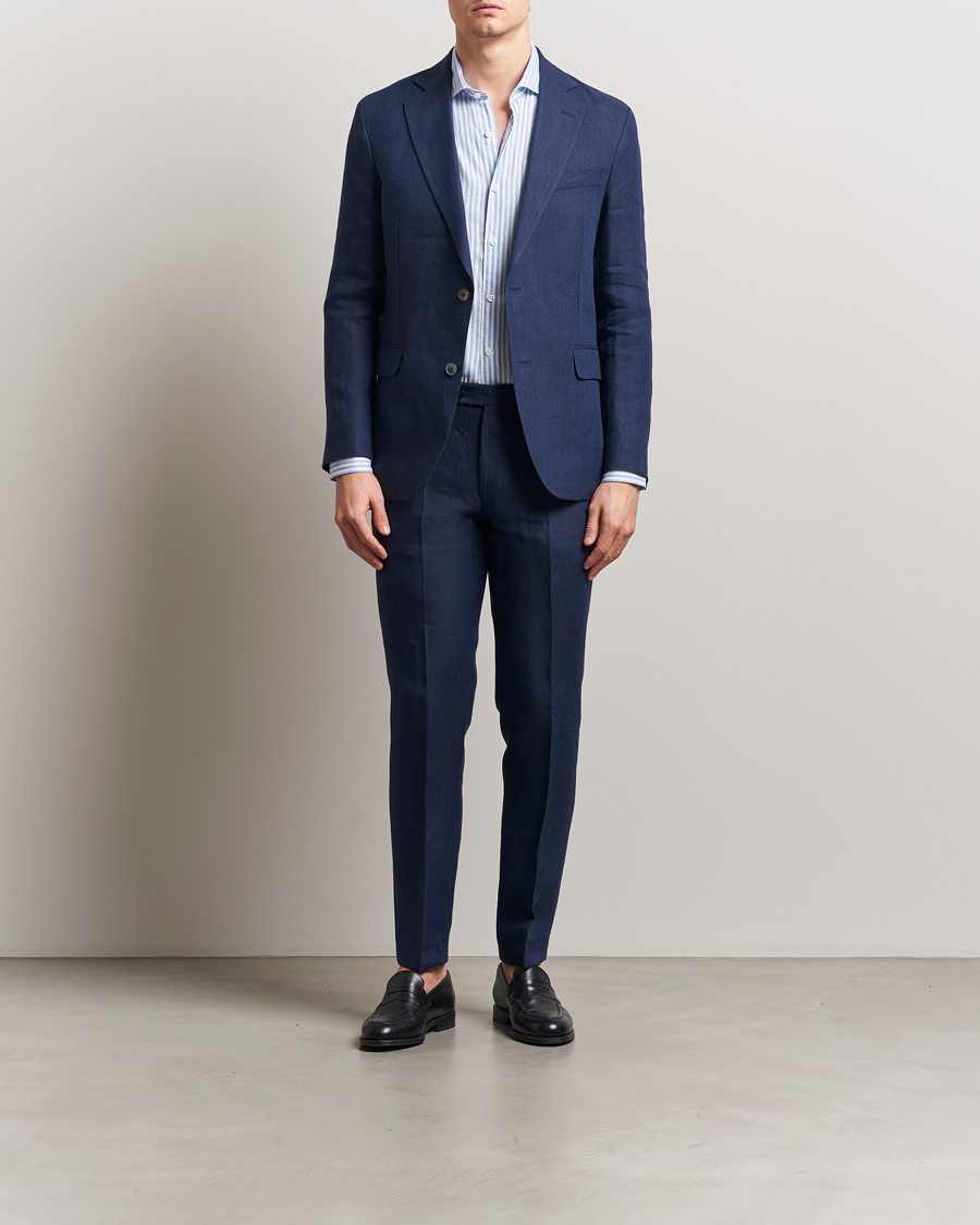 Herre | Dressjakker | Oscar Jacobson | Ferry Soft Linen Blazer Navy