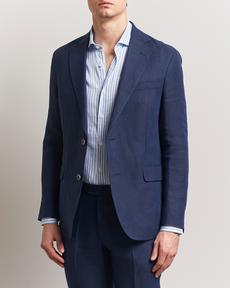 Herre | Dressjakker | Oscar Jacobson | Ferry Soft Linen Blazer Navy