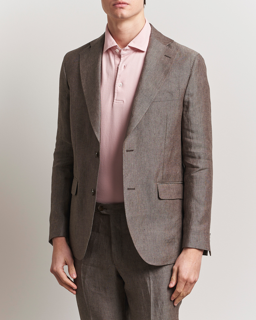 Herre | Dressjakker | Oscar Jacobson | Ferry Soft Linen Blazer Brown