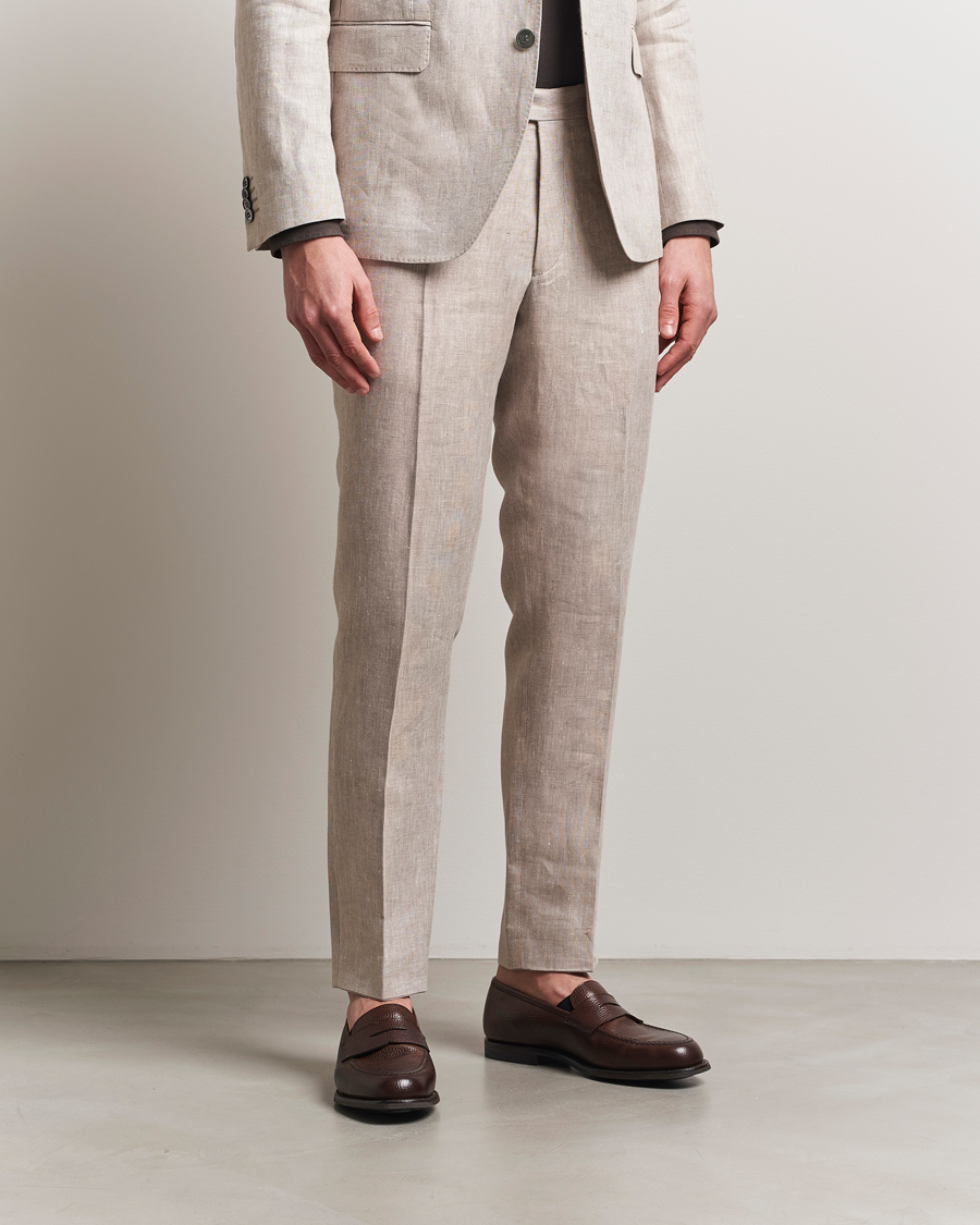 Herre | Bukser | Oscar Jacobson | Denz Linen Trousers Beige