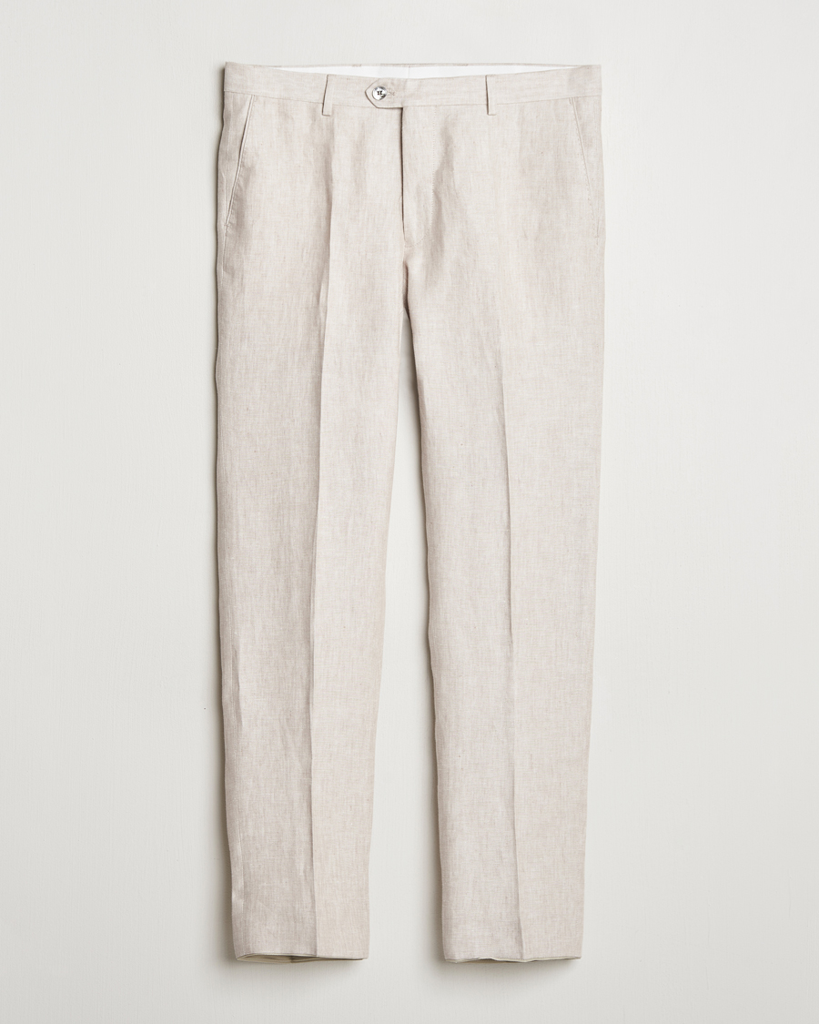 Herre | Bukser | Oscar Jacobson | Denz Linen Trousers Off White