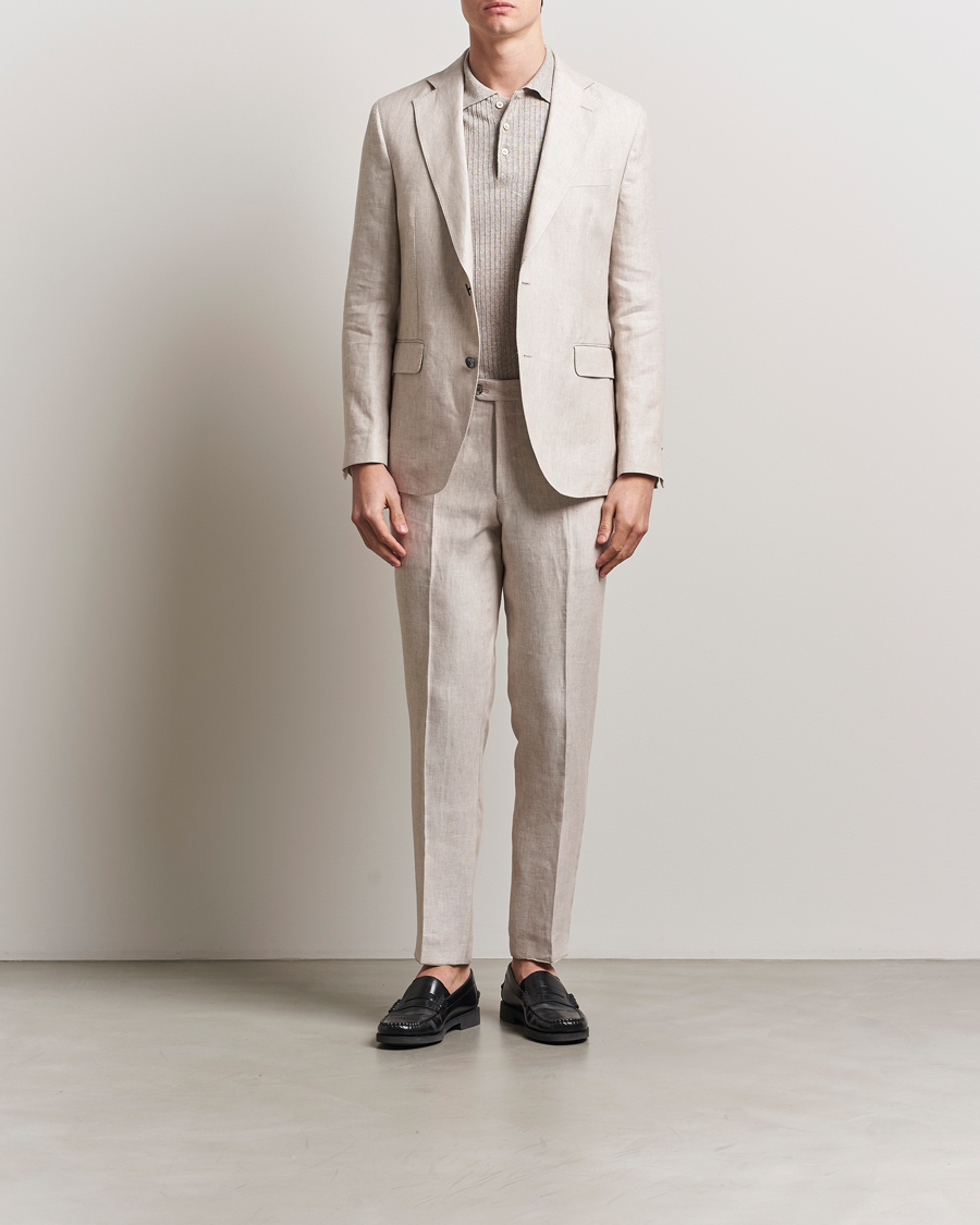 Herre | Bukser | Oscar Jacobson | Denz Linen Trousers Off White