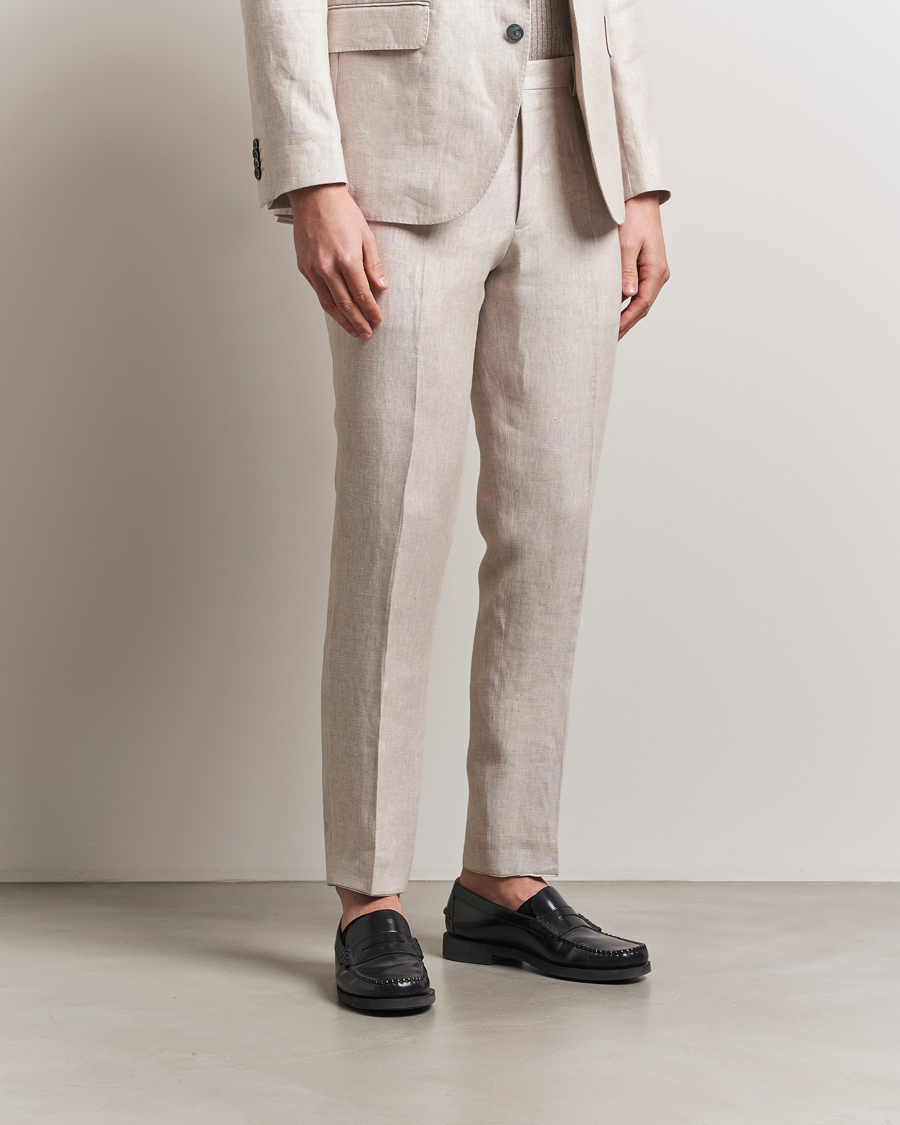 Herre | Bukser | Oscar Jacobson | Denz Linen Trousers Off White