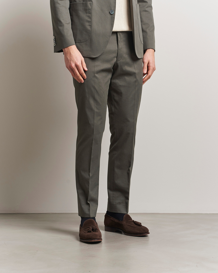 Herre | Bukser | Oscar Jacobson | Dandy Cotton Trousers Olive