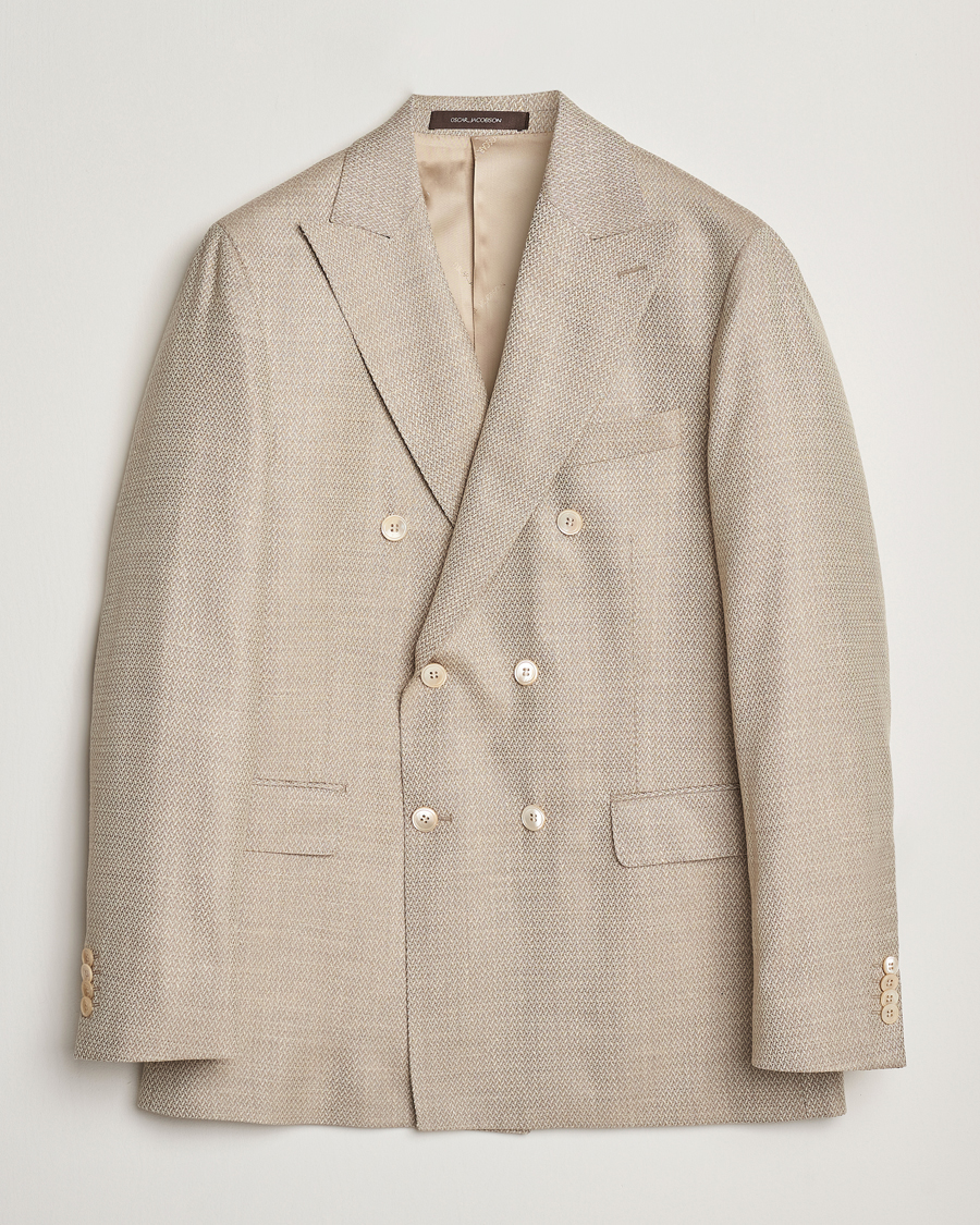 Herre | Dressjakker | Oscar Jacobson | Farris DB Loro Piana Wool/Silk/Linen Blazer Beige