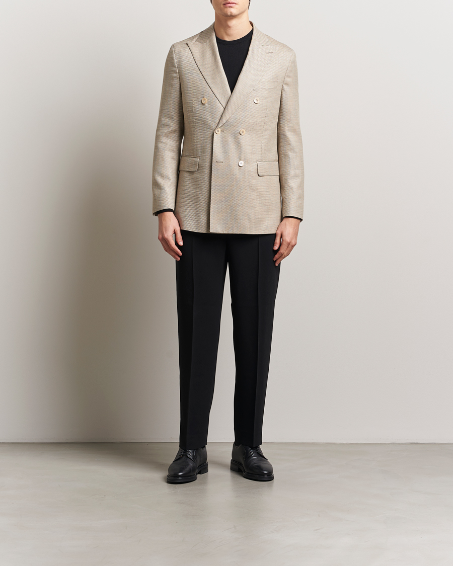 Herre | Dressjakker | Oscar Jacobson | Farris DB Loro Piana Wool/Silk/Linen Blazer Beige