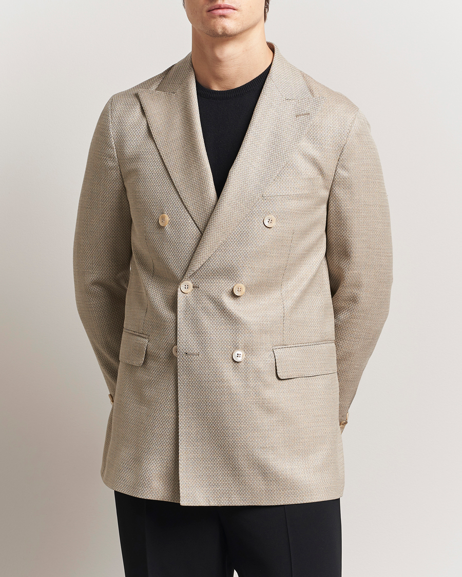 Herre | Dressjakker | Oscar Jacobson | Farris DB Loro Piana Wool/Silk/Linen Blazer Beige