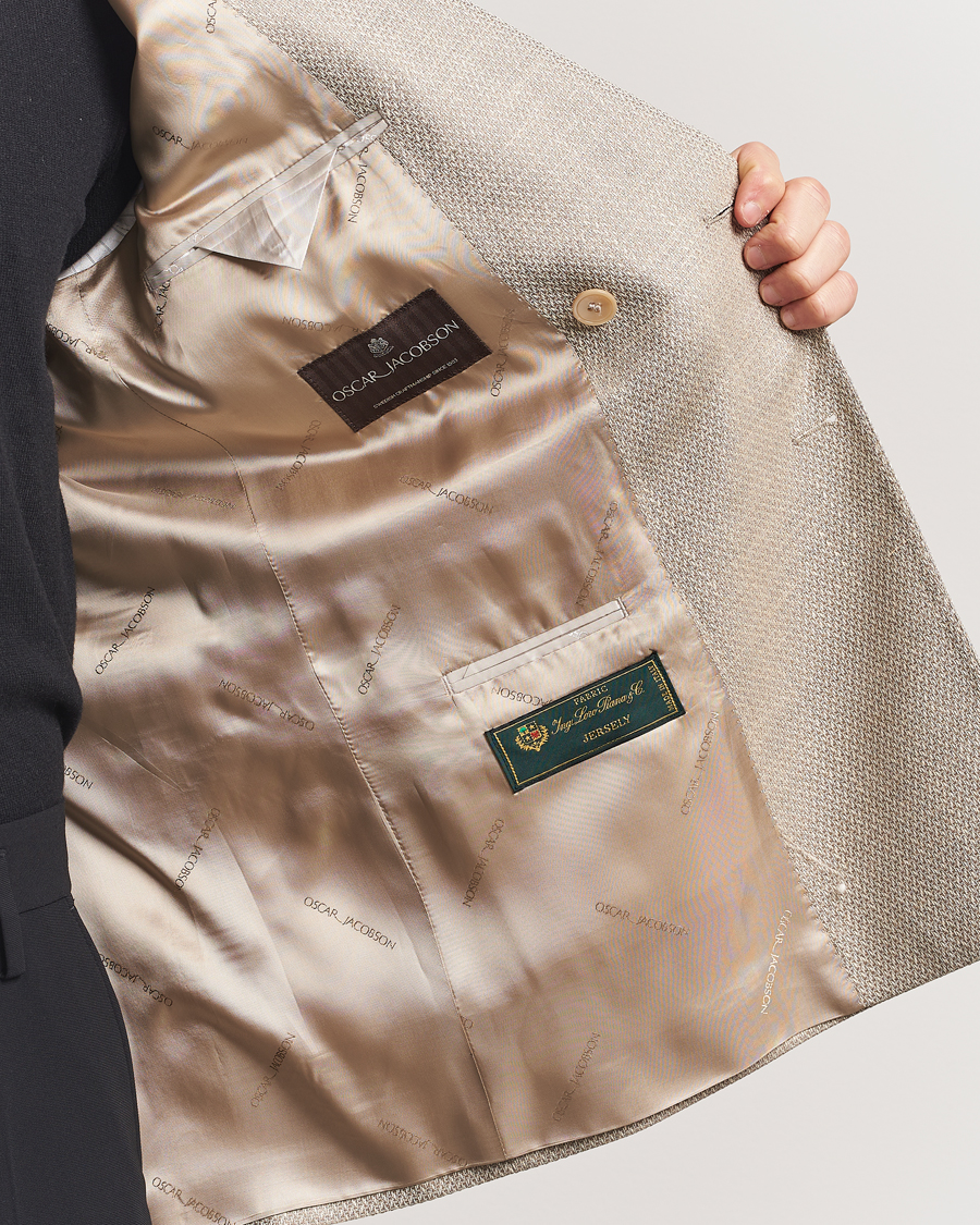 Herre | Dressjakker | Oscar Jacobson | Farris DB Loro Piana Wool/Silk/Linen Blazer Beige