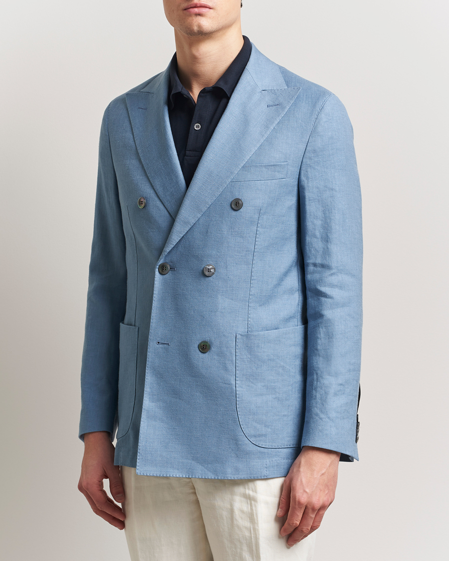 Herre | Dressjakker | Oscar Jacobson | Farris Patch Soft DB Linen Blazer Light Blue