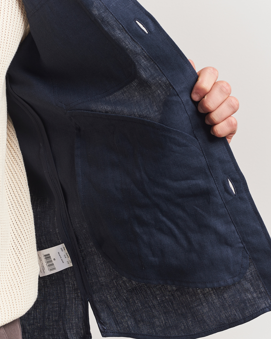 Herre | Skjorter | Oscar Jacobson | Maverick Linen Shirt Jacket Navy