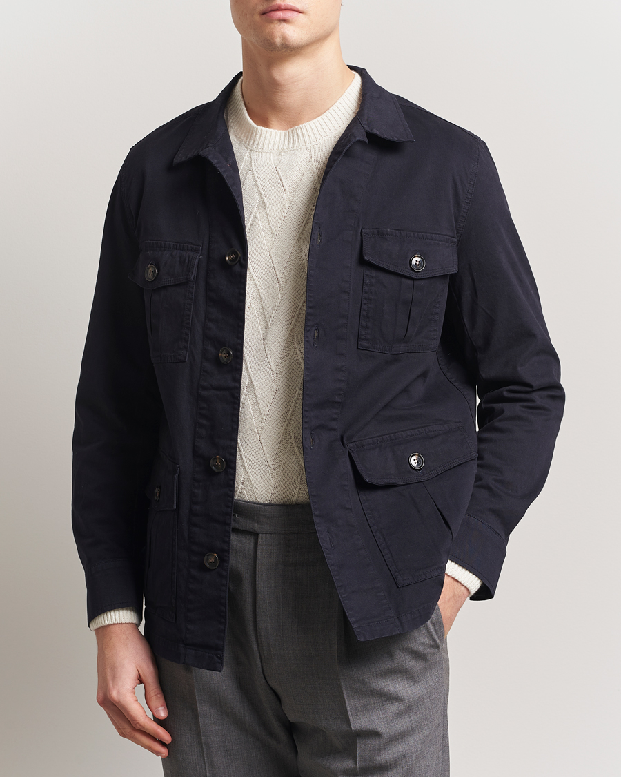 Herre | Skjorter | Oscar Jacobson | Safari Shirt Jacket Navy
