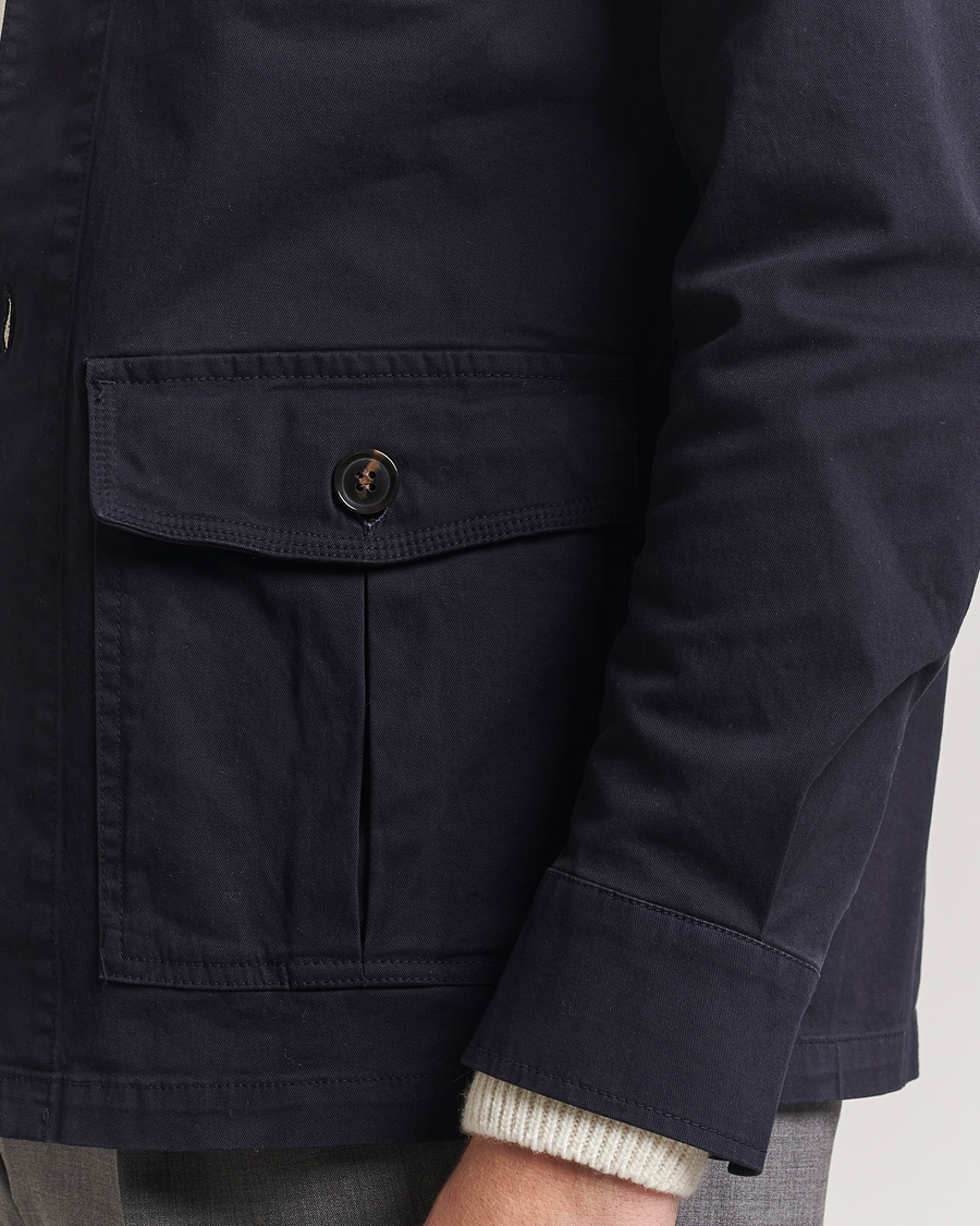 Herre | Skjorter | Oscar Jacobson | Safari Cotton Shirt Jacket Navy