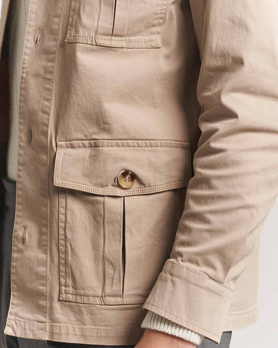 Herre | Skjorter | Oscar Jacobson | Safari Cotton Shirt Jacket Beige