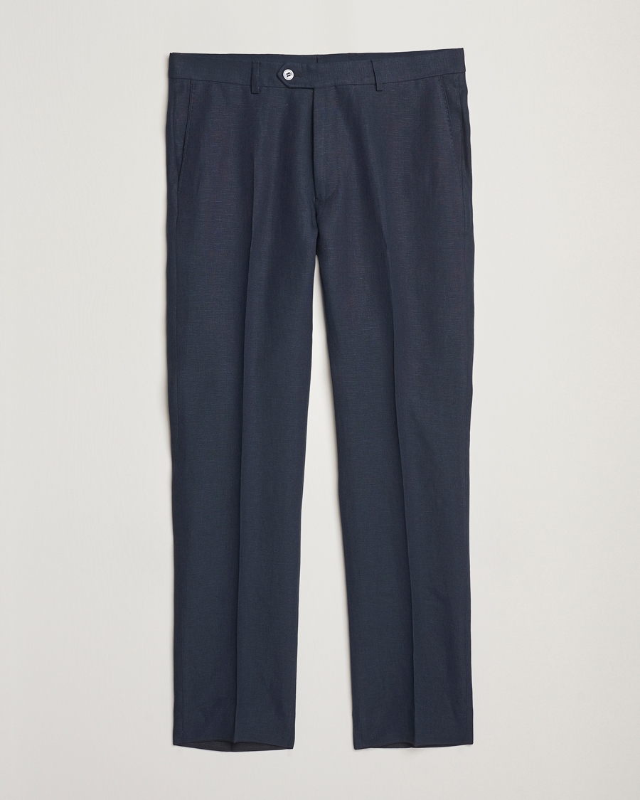 Herre | Bukser | Oscar Jacobson | Dandy Linen Trousers Navy