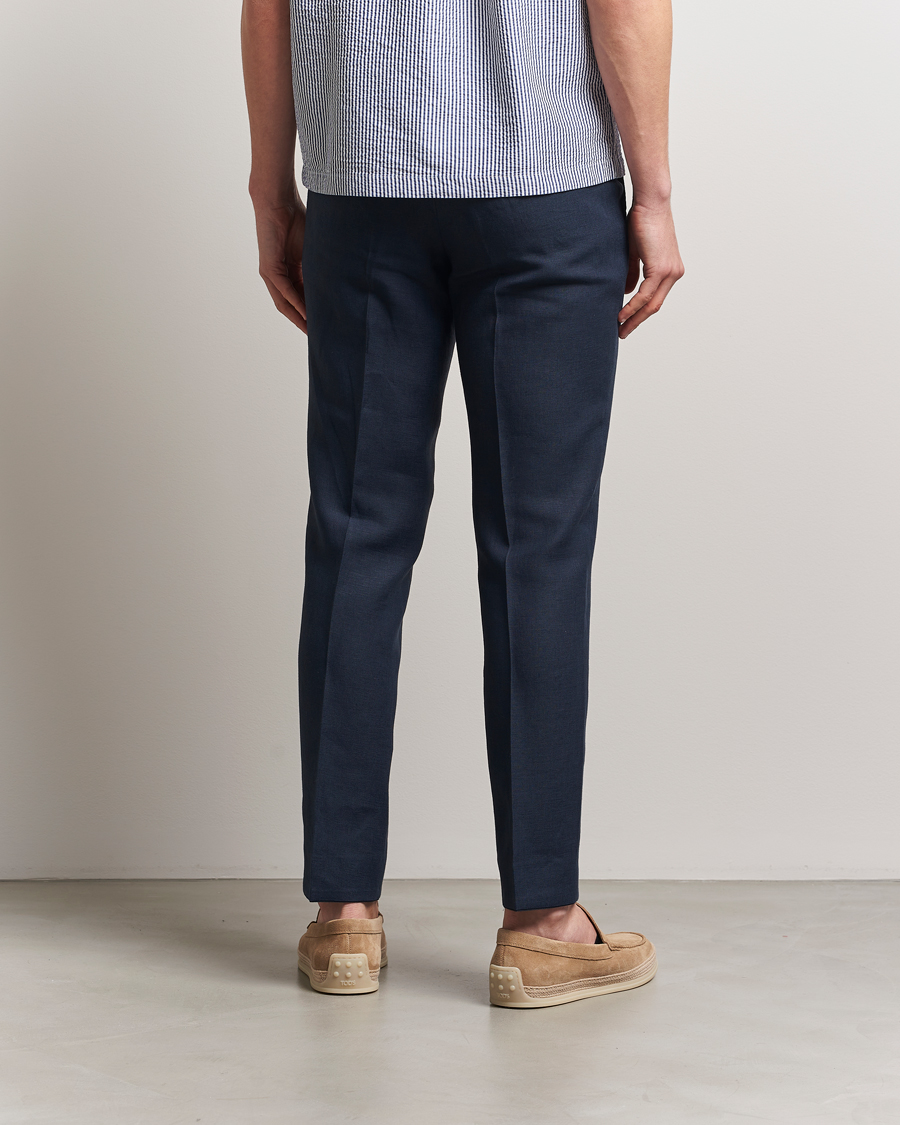 Herre | Bukser | Oscar Jacobson | Dandy Linen Trousers Navy