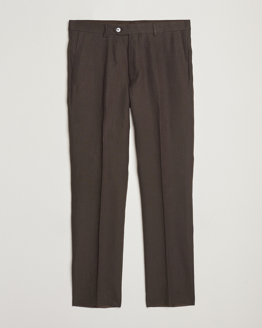 Herre | Bukser | Oscar Jacobson | Dandy Linen Trousers Brown