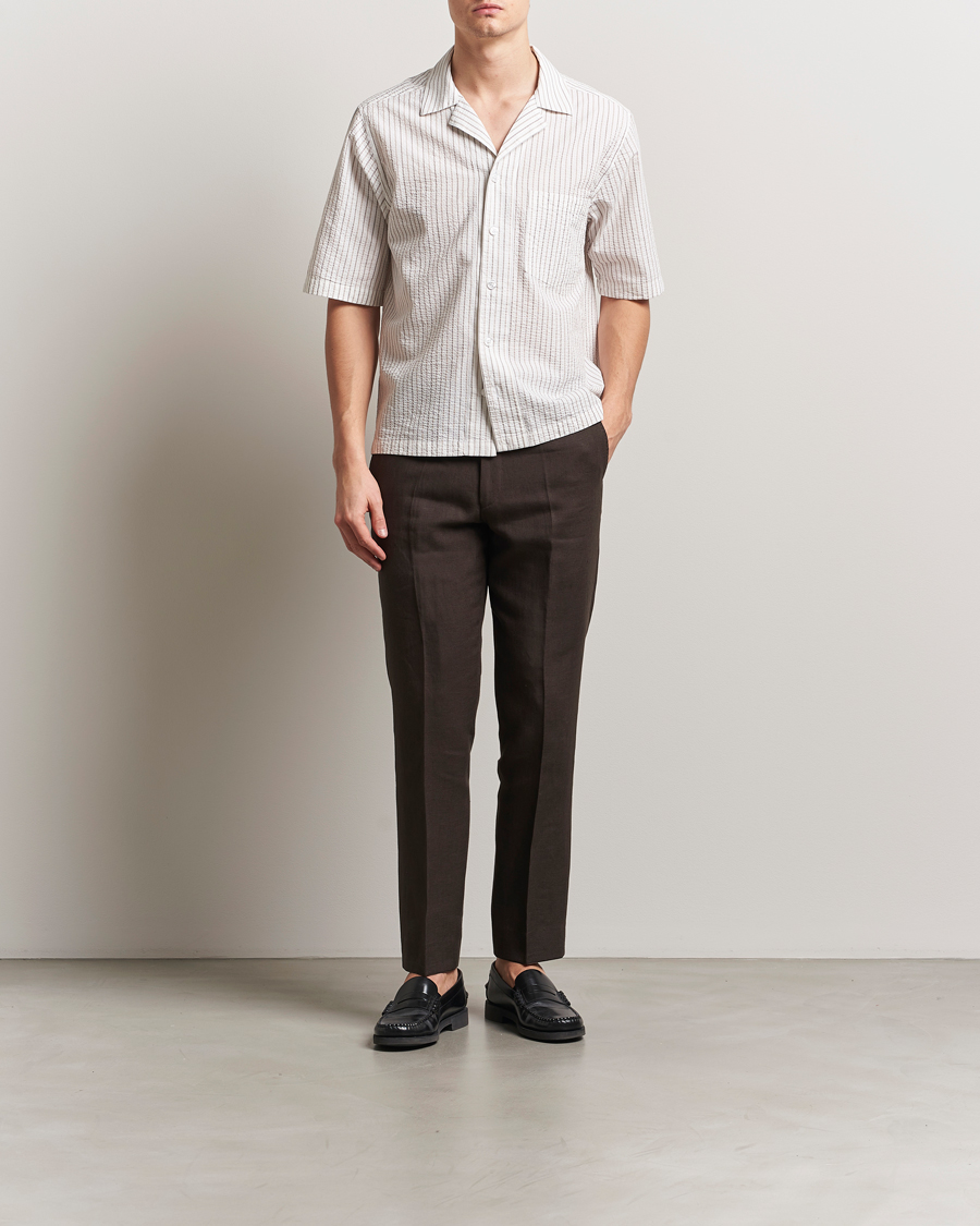 Herre | Bukser | Oscar Jacobson | Dandy Linen Trousers Brown