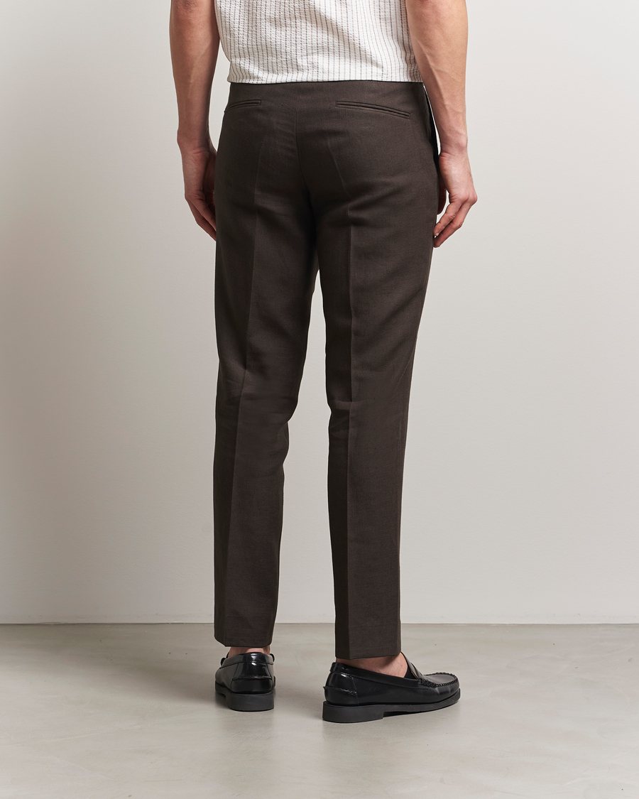 Herre | Bukser | Oscar Jacobson | Dandy Linen Trousers Brown
