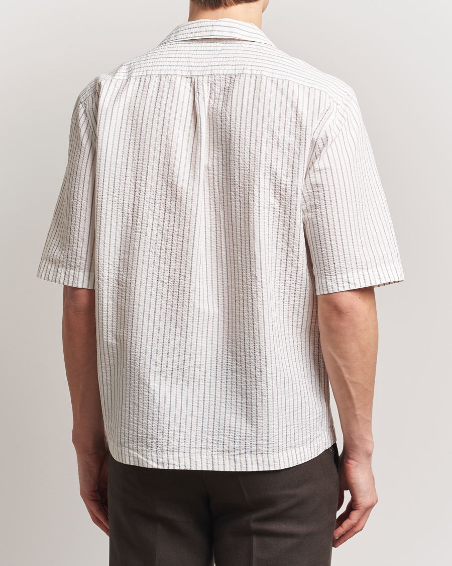 Herre | Skjorter | Oscar Jacobson | Cuban Short Sleeve Seersucker Shirt White