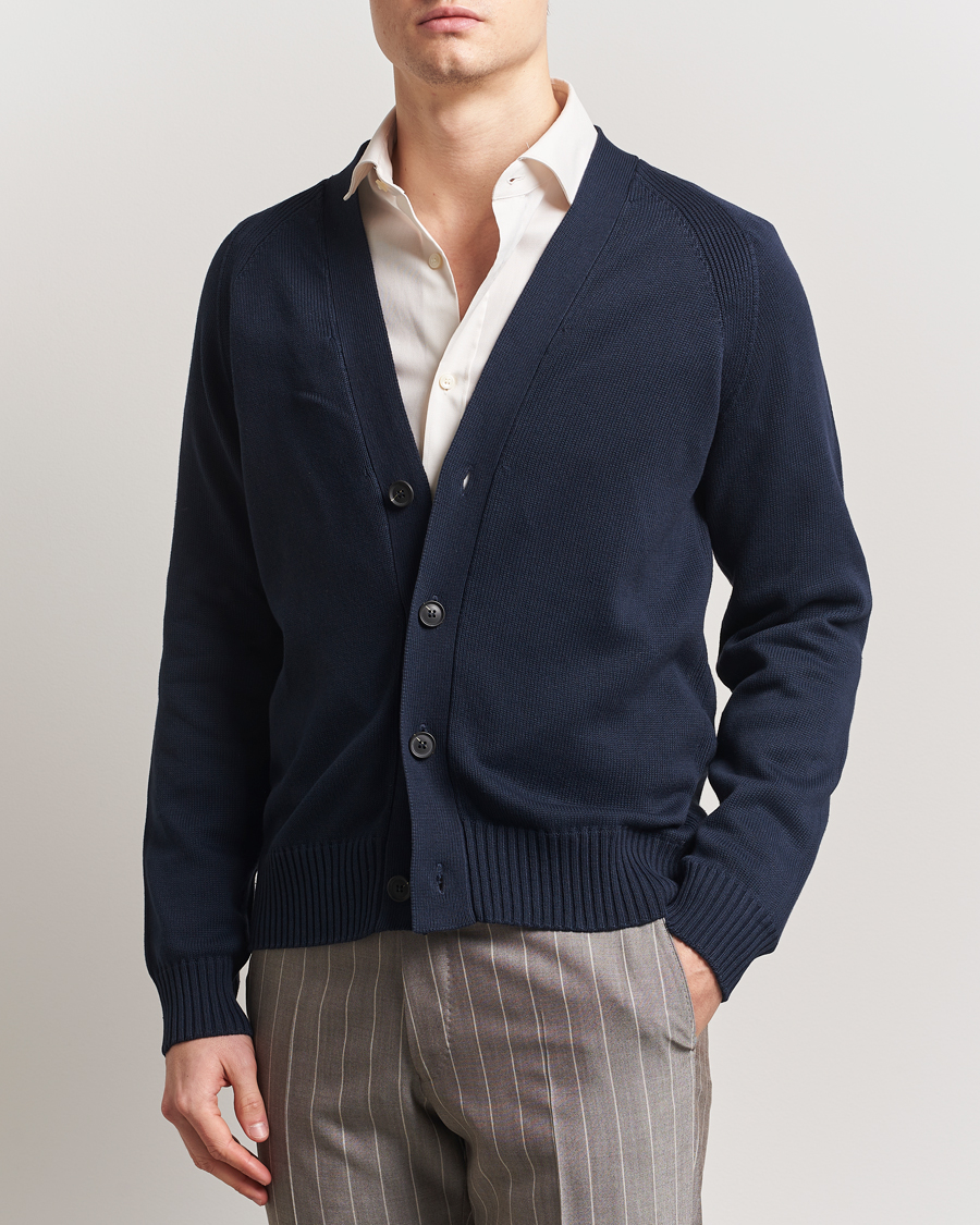 Herre | Gensere | Oscar Jacobson | Hover Cotton Cardigan Navy
