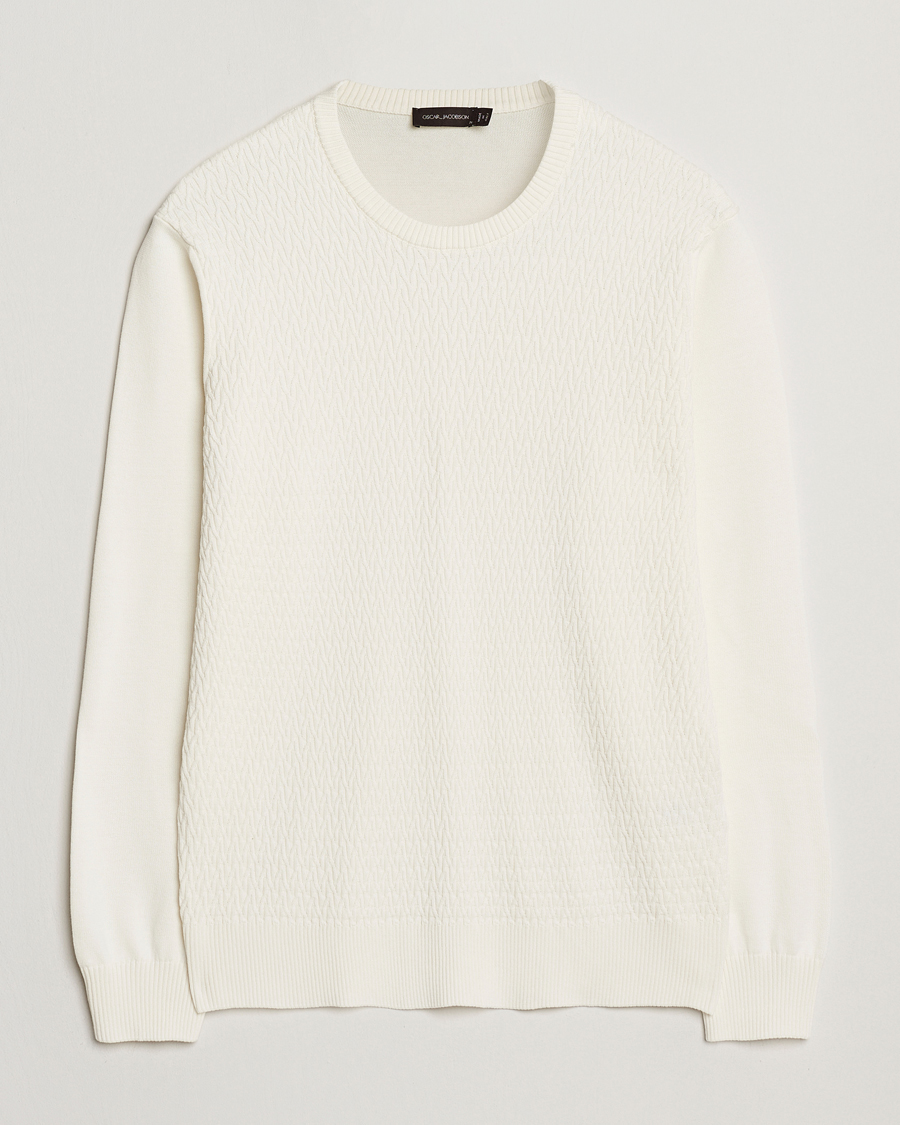 Herre | Gensere | Oscar Jacobson | Blake Knitted Cotton Crew White