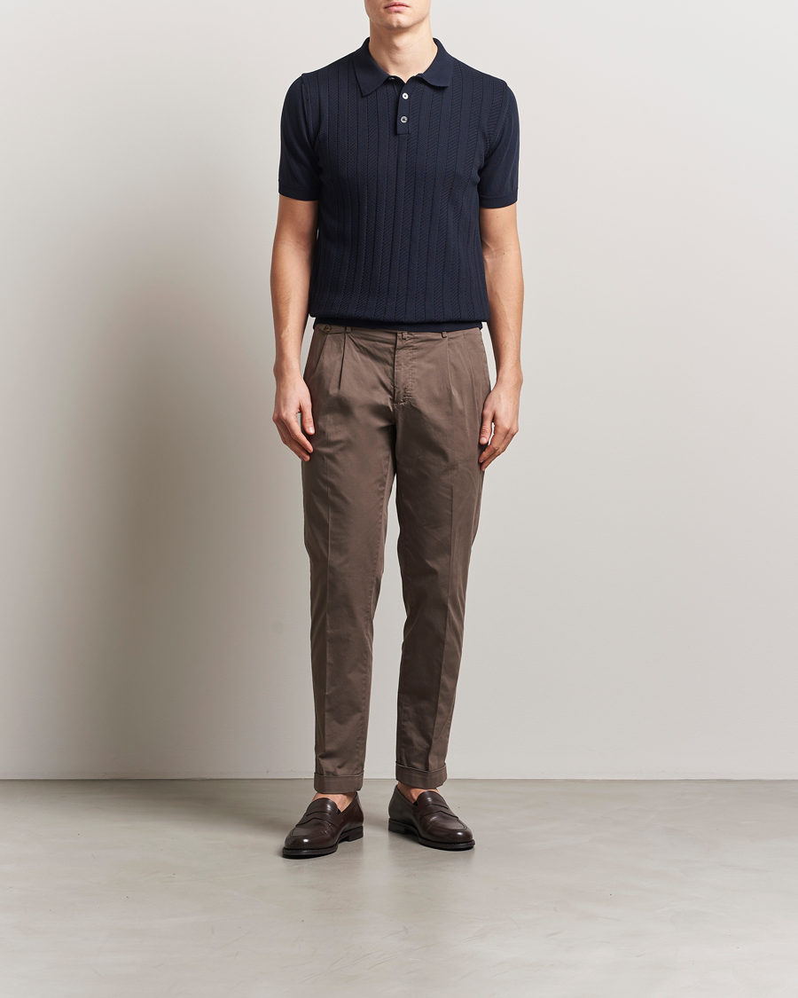 Herre | Pikéer | Oscar Jacobson | Barto Structured Cotton Polo Navy
