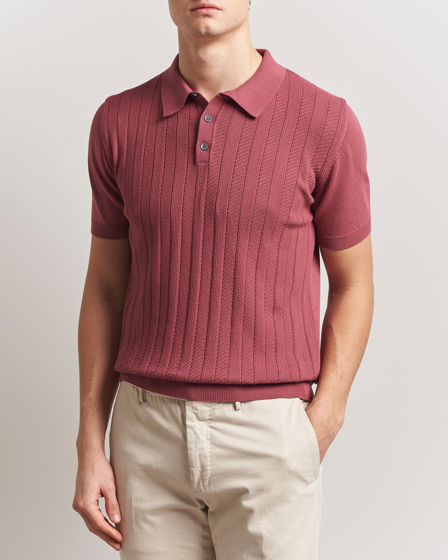 Herre | Pikéer | Oscar Jacobson | Barto Structured Cotton Polo Dusty Red