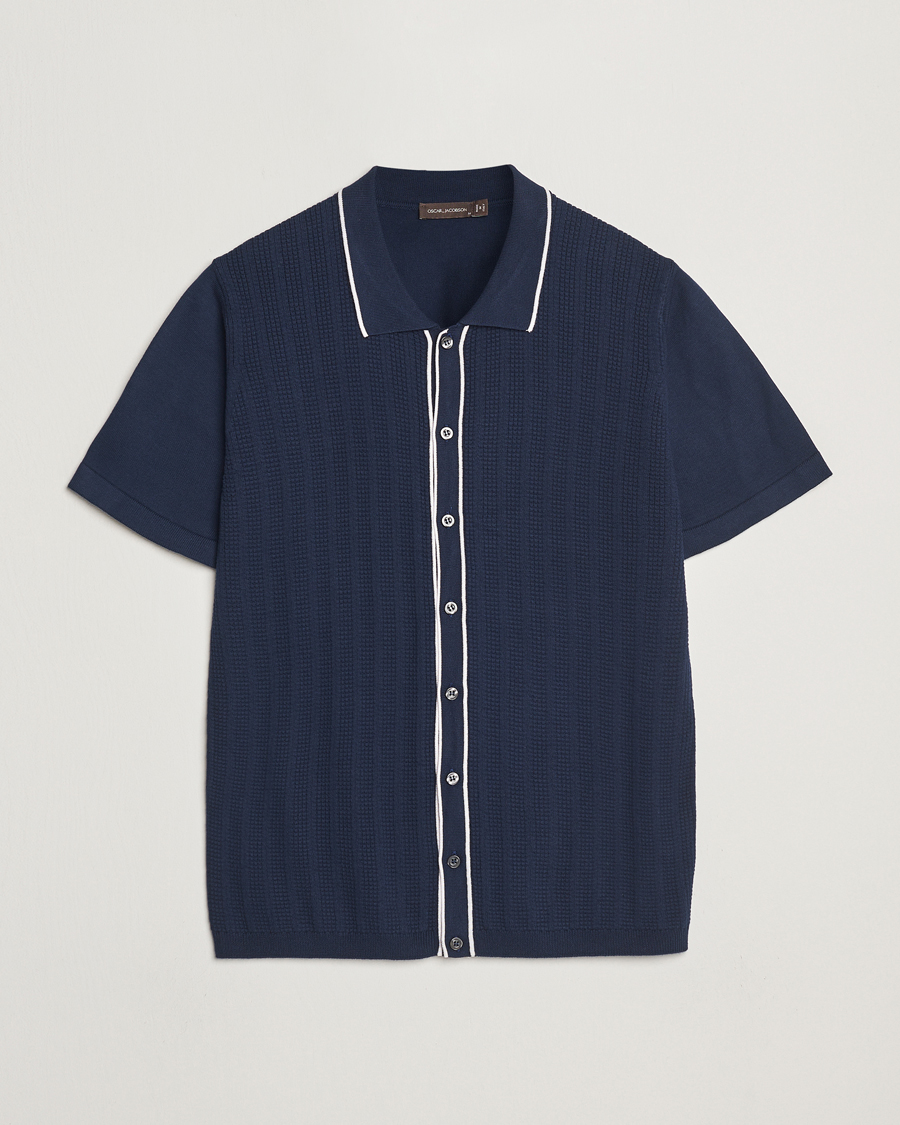 Herre | Pikéer | Oscar Jacobson | Barker Knitted Polo Navy