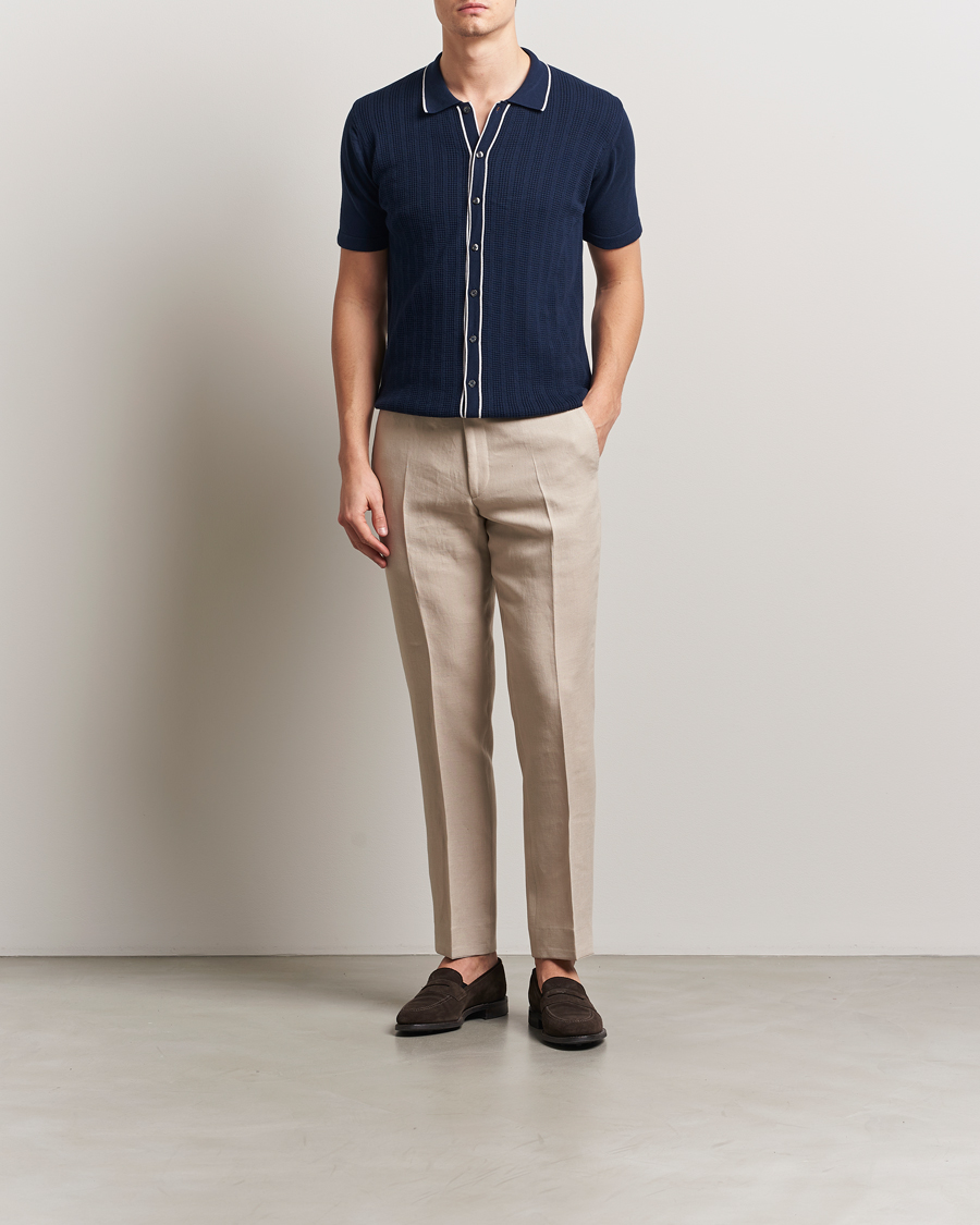 Herre | Pikéer | Oscar Jacobson | Barker Knitted Polo Navy
