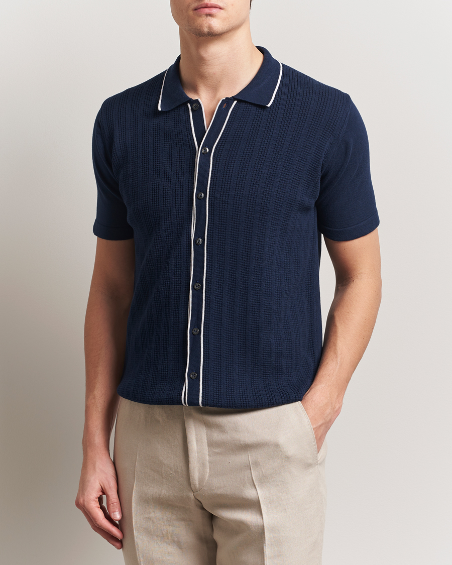 Herre | Pikéer | Oscar Jacobson | Barker Knitted Polo Navy