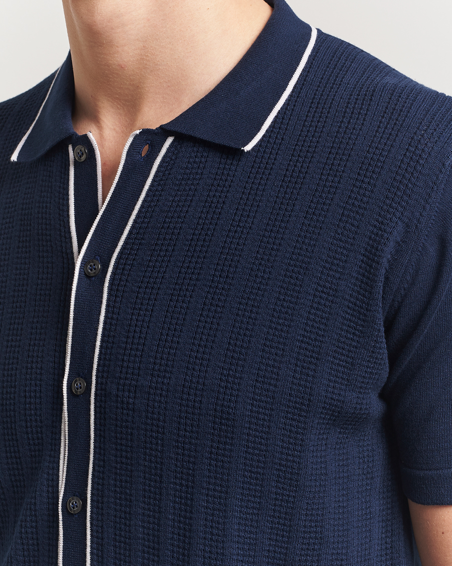 Herre | Pikéer | Oscar Jacobson | Barker Knitted Polo Navy